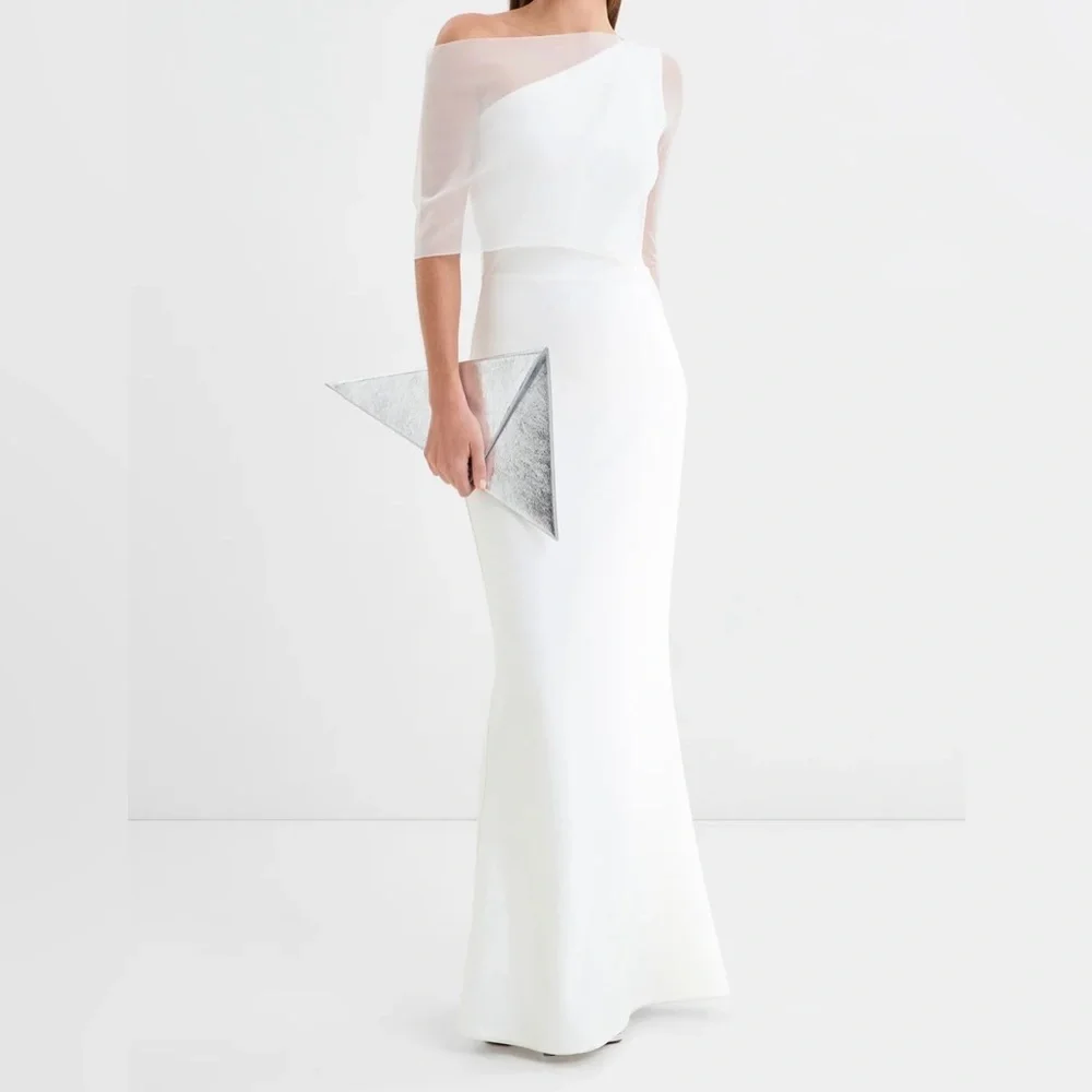 Elegant One Shoulder White Dress - Picture 8 of 16